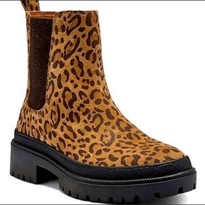 Lucky Brand Ellerey Leopard Print Suede Lug Sole